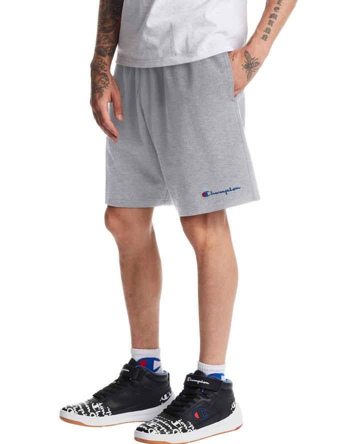 Champion Mens Shorts NZ - Heavyweight Jersey Script Logo Grey ( 9502-JHNQB )